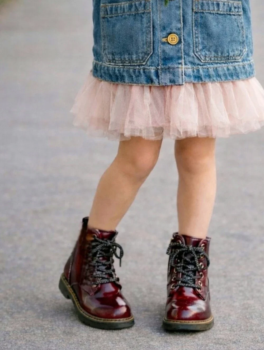 Combat Boots in Burgundy glossy patent leather sz.3 Little girl Tahari